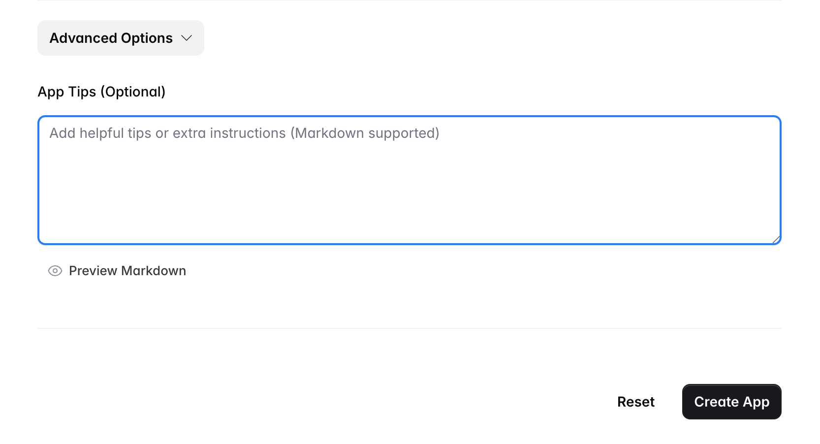 app create form tips